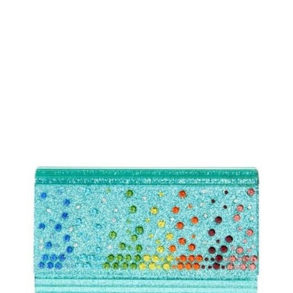 Kurt Geiger Women's Blue Party Glitter Envelope Clutch - Picture 2 of 8